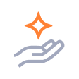 Graphic: Open hand presenting an orange sparkling star.