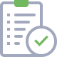 Graphic icon: Clipboard with checklist and green checkmark.