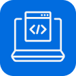 Graphic icon: Laptop with a code window displaying angle brackets.
