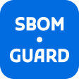 Logo: White text "SBOM GUARD" with a dot, on a blue rounded square.