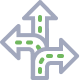 Graphic of three branching arrows with green dashed lines for paths.