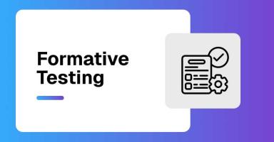 Graphic: Formative Testing text with document, checklist, gear, and checkmark icon.