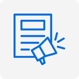 Graphic: Document with text and a megaphone.
