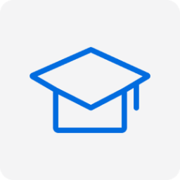 Blue outline icon of a graduation cap.