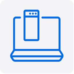 Responsive design icon: blue laptop and smartphone.
