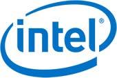Blue Intel logo with swoosh design.